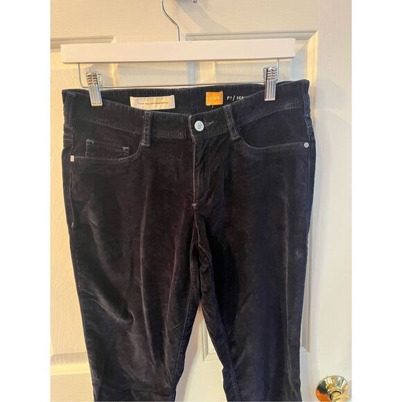 Anthropologie Pilcro Navy Velvet Mid Rise Pants sz 28 Serif Fit EUC - Picture 2 of 6